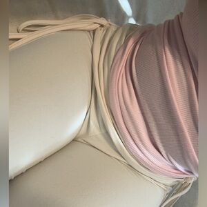 low rise drawstring ruched flare leg pants